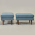 Albert Linen Blend Ottoman – Footrest & Pouf | Living Room Accent Seat | Kinwell Furniture | Contemporary Ottoman | Blue