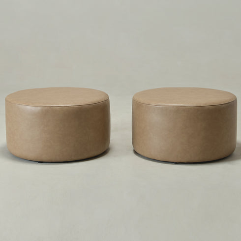 Elof Faux Leather Ottoman - Compact & Versatile Pouf | Living Room Footrest | Kinwell Furniture | Contemporary Ottomans