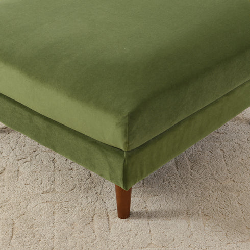Albert Linen Blend Ottoman – Footrest & Pouf | Living Room Accent Seat | Kinwell Furniture | Contemporary Ottoman | Green