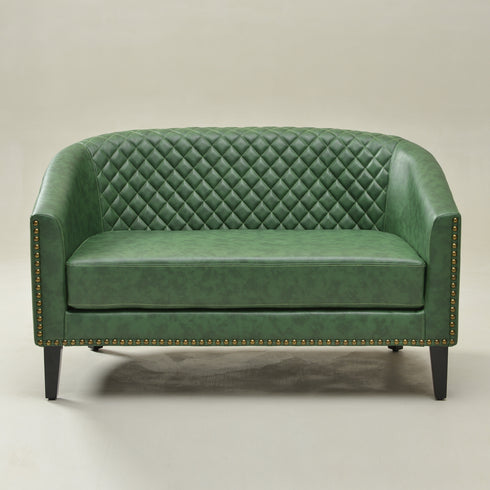 Logan Faux Leather Tufted Loveseat | Fabric Loveseat Couch | Kinwell Furniture | Modern Loveseats & Comfortable Loveseat Sofa Couches