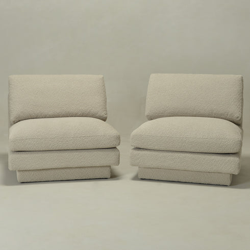 Montyne Bouclé Chair - Oatmeal Armless Accent Chair | Soft Neutral Upholstered Seating | Kinwell Furniture | Contemporary Chairs