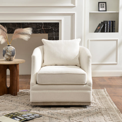 Minerva Swivel Barrel Chair - Beige Modern Swivel Chair | Swivel Accent Chairs | Kinwell Furniture | Swivel Armchairs