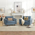 Tiziano Tufted Armchair – Blue Velvet Accent Chair with Pillows | Mid-Century Lounge Chair | Kinwell Furniture
