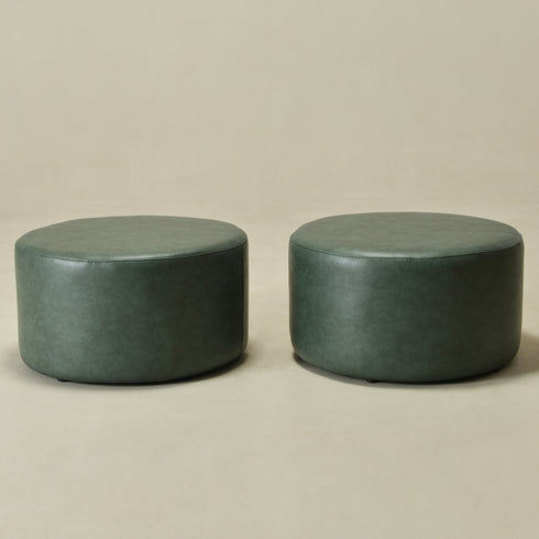 Elof Faux Leather Ottoman - Chic Accent Ottoman | 18” and 24” Sizes | Kinwell Furniture | Functional Living Room Piece