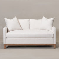 Goose Down Feathers Upholstered Loveseat – Cream Square Arm 2-Seater Sofa | Plush Feather-Filled Loveseat | Kinwell Furniture | Cloud-Soft, Timeless Design