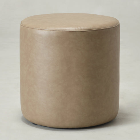 Elof Faux Leather Ottoman - Versatile Leather Footrest | Round Pouf Table | Kinwell Furniture | Timeless Modern Style