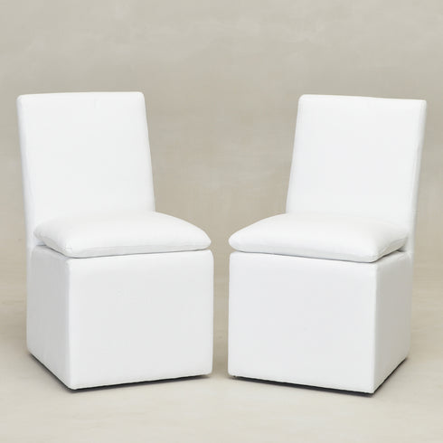 Diane Performance Dining Side Chair with Casters - Covered Dining Chair | Dining Chairs without Arms | Kinwell Furniture | Performance Fabric Chairs