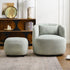 Ashlie Linen Swivel Barrel Chair - Light Green Modern Swivel Chair | Swivel Accent Chairs | Kinwell Furniture | Swivel Armchairs