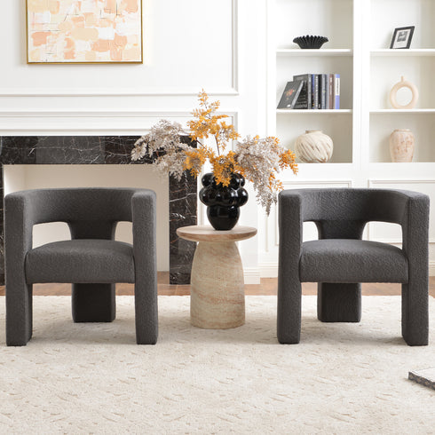 Herbert Modern Bouclé Armchair - Gray Accent Chair | Decorative Accent Chairs | Kinwell Furniture | Modern Accent Chairs