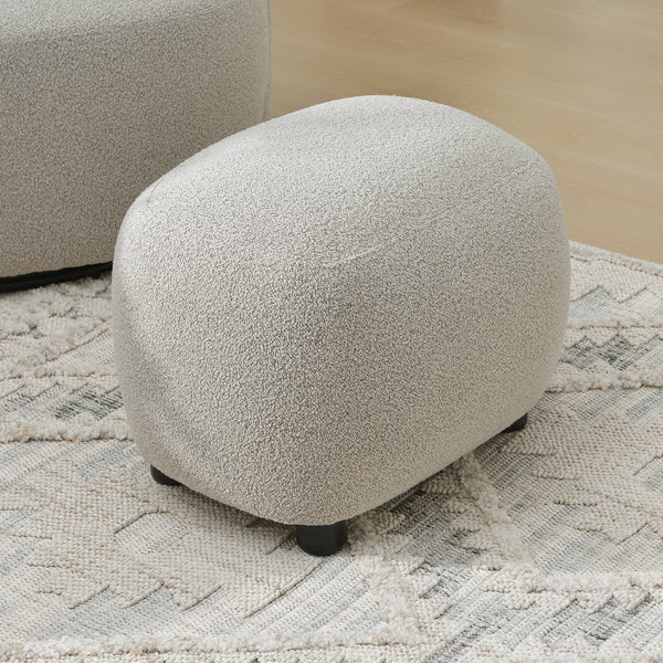 Elmer Bouclé Ottoman - Taupe Fabric Ottoman | Decorative Ottoman | Kinwell Furniture | Modern Ottoman Furniture