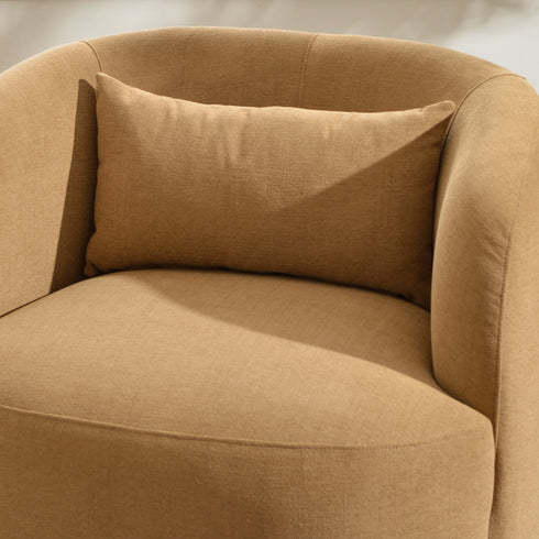 Ashlie Chenille Swivel Barrel Chair - Brown Modern Swivel Chair | Swivel Accent Chairs | Kinwell Furniture | Swivel Armchairs