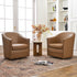Lawton Faux Leather Tufted Swivel Chair – Camel Industrial Modern Swivel Chair | Faux Leather Office & Lounge Chair | Kinwell Furniture | High Back Chair