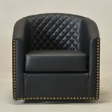 Logan Faux Leather Tufted Swivel Club Chair - Black Modern Swivel Chair | Swivel Accent Chairs | Kinwell Furniture | Swivel Armchairs