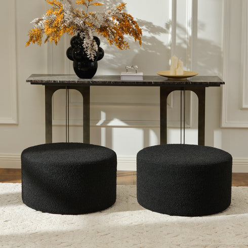 Elof Bouclé Ottoman - Stool Ottoman | Ottoman for Sitting | Kinwell Furniture | Mid Century Poufs