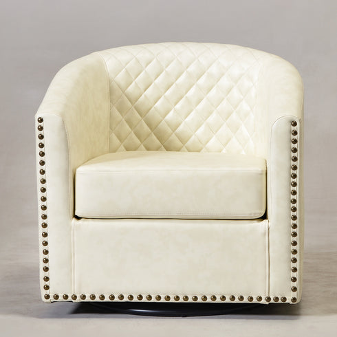 Logan Faux Leather Tufted Swivel Club Chair - Modern Swivel Chair | Swivel Accent Chairs | Kinwell Furniture | Swivel Armchairs