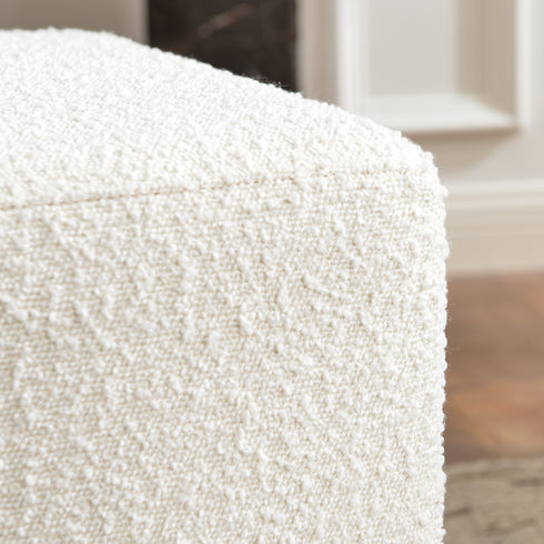 Bouclé Square Ottoman – White Modern Footstool | Small Upholstered Ottomans | Kinwell Furniture | Minimalist Cube Poufs