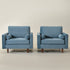 Tiziano Tufted Armchair – Blue Velvet Accent Chair with Pillows | Mid-Century Lounge Chair | Kinwell Furniture