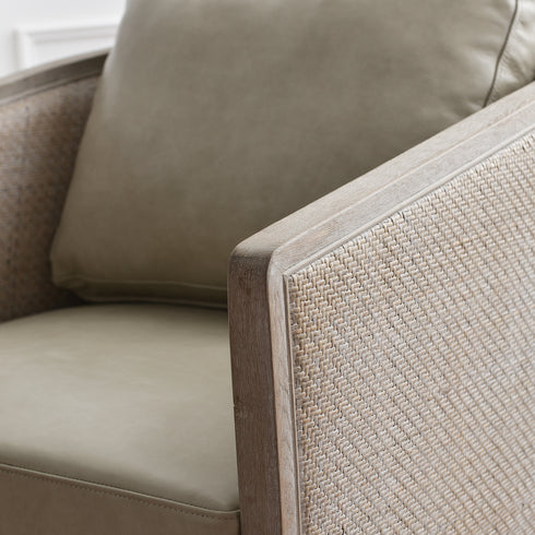 Claude Premium Leather Swivel Cane Chair - Modern Swivel Chair | Swivel Accent Chairs | Kinwell Furniture | Swivel Armchairs