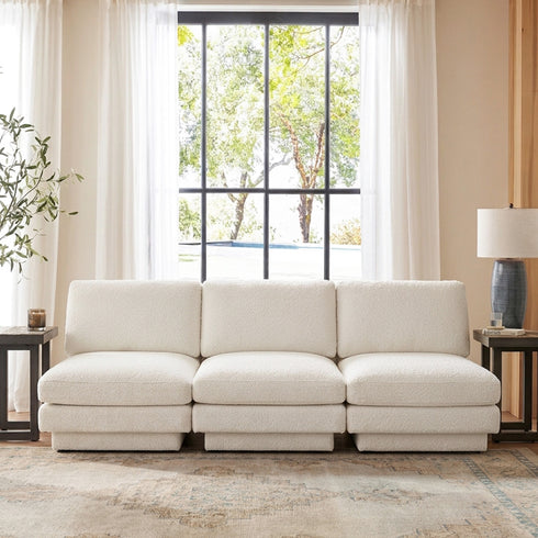Montyne Bouclé Armless Chair - Comfortable Accent Chair | Side Chairs for Living Room | Kinwell Furniture | Oversize Accent Chairs & Large Accent Chairs