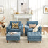 Tiziano Tufted Ottoman – Velvet Rectangular Footrest & Accent Seat | Mid-Century Upholstered Pouf | Blue Ottoman