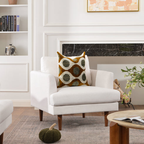 Upholstered Armchair – Ivory Square Arm Accent Chair | Performance Fabric Armchair | Kinwell Furniture | Scandinavian, Timeless Design