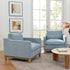 Goose Down Feathers Upholstered Armchair – Blue Square Arm Accent Chair | Plush Feather-Filled Chair | Kinwell Furniture | Cloud-Soft, Timeless Design