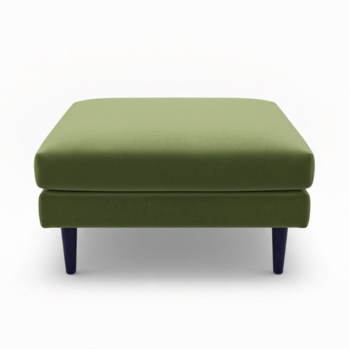 Albert Linen Blend Ottoman – Footrest & Pouf | Living Room Accent Seat | Kinwell Furniture | Contemporary Ottoman | Green