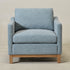 Goose Down Feathers Upholstered Armchair – Blue Square Arm Accent Chair | Plush Feather-Filled Chair | Kinwell Furniture | Cloud-Soft, Timeless Design
