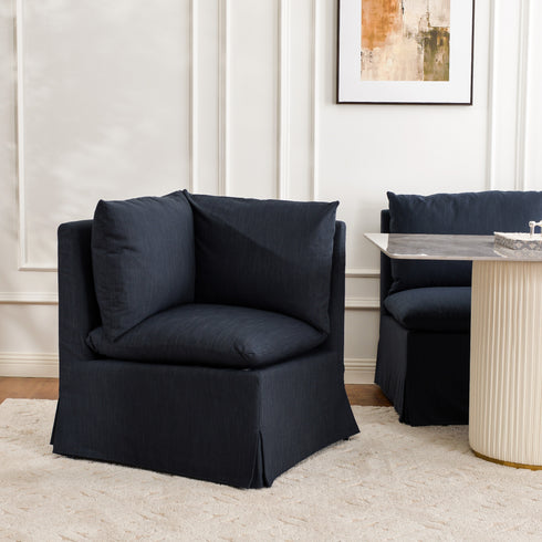 Nelly Performance Corner Banquette Chair - Indigo Modern Corner Banquette Chair | Corner Banquette Seating | Kinwell Furniture | Modular Dining Banquette