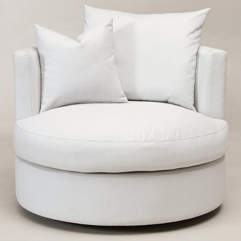 Kurt Down Swivel Barrel Chair - Modern Swivel Chair | Swivel Accent Chairs | Kinwell Furniture | Swivel Armchairs