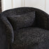 Ashlie Sculpted Jacquard Swivel Barrel Chair - Black & Gold Jacquard Swivel Chair | Sculpted Barrel Accent Chair | Modern Swivel Accent Chair | Upholstered Swivel Armchair | Kinwell Furniture | 360 Degree Swivel Barrel Chair | Embossed Jacquard Accent Chair | Living Room Accent Chairs | Luxury Statement Chair