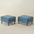 Tiziano Tufted Ottoman – Velvet Rectangular Footrest & Accent Seat | Mid-Century Upholstered Pouf | Blue Ottoman