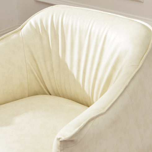 Kadar Leather Barrel Chair-White Modern Leather Chair | Accent Chairs | Kinwell Furniture | Barrel Chairs