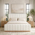 Agnes Linen Platform Bed - Beige / Gray Upholstered Bed | Queen & King Platform Beds | Kinwell Furniture | Modern Linen Bed Frames