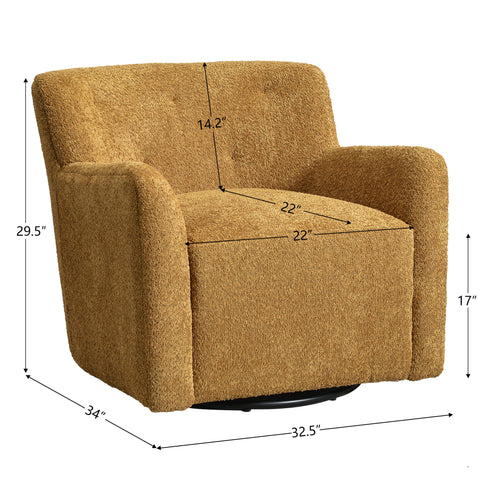 Vestie Chenille Swivel Barrel Chair - Camel Modern Swivel Chair | Swivel Accent Chairs | Kinwell Furniture | Swivel Armchairs