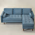 Tiziano Tufted 2-Piece Sectional Sofa – Blue Velvet Reversible Chaise Couch with Accent Pillows | Mid-Century Modern L-Shaped Sofa | Kinwell Furniture