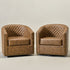 Logan Faux Leather Tufted Swivel Club Chair - Coffee Modern Swivel Chair | Swivel Accent Chairs | Kinwell Furniture | Swivel Armchairs
