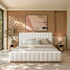 Agnes Linen Platform Bed - Beige / Gray Upholstered Bed | Queen & King Platform Beds | Kinwell Furniture | Modern Linen Bed Frames