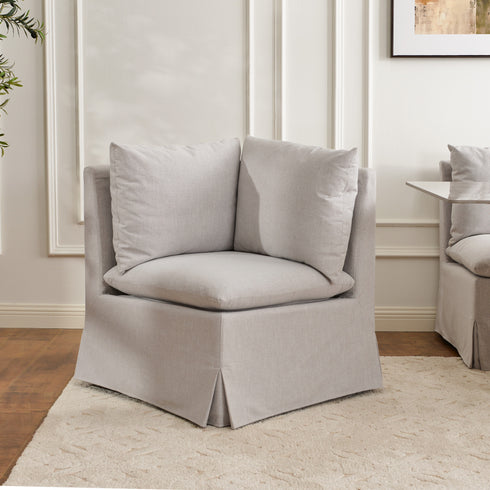 Nelly Performance Corner Banquette Chair - Light Gray Modern Corner Banquette Chair | Corner Banquette Seating | Kinwell Furniture | Modular Dining Banquette