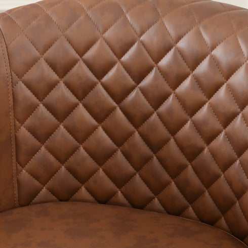 Logan Faux Leather Tufted Swivel Club Chair - Brown Mid Century Modern Swivel Chair | Waiting Room Swivel Chairs| Kinwell Furniture | Designer Swivel Chairs