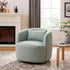 Ashlie Linen Swivel Barrel Chair - Light Green Modern Swivel Chair | Swivel Accent Chairs | Kinwell Furniture | Swivel Armchairs