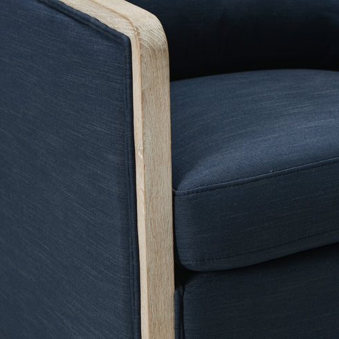 Claude Performance Linen Fabric Swivel Chair - Indigo Modern Swivel Chair | Swivel Accent Chairs | Kinwell Furniture | Swivel Armchairs