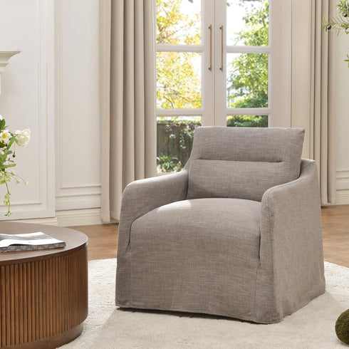 Clara Linen Slipcover Swivel Chair