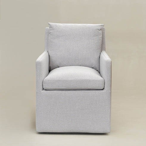 Sean Performance Dining Chair with Casters - Covered Dining Chair | Dining Chairs with Arms | Kinwell Furniture | Performance Fabric Chairs