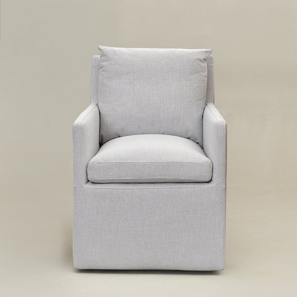 Sean Performance Dining Chair with Casters - Covered Dining Chair | Dining Chairs with Arms | Kinwell Furniture | Performance Fabric Chairs