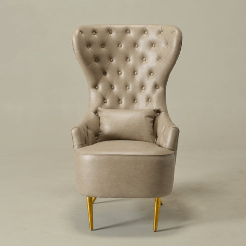 Letitia Faux Leather Wingback Chair - Khaki Accent Chair | Decorative Faux Leather Chairs | Kinwell Furniture | Modern Wingback Accent Chairs