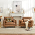 Tiziano Tufted Armchair – Camel Faux Leather Accent Chair with Pillows | Mid-Century Lounge Chair | Kinwell Furniture