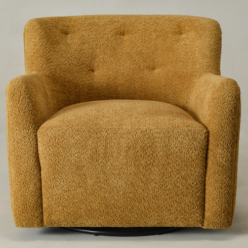 Vestie Chenille Swivel Barrel Chair - Camel Modern Swivel Chair | Swivel Accent Chairs | Kinwell Furniture | Swivel Armchairs