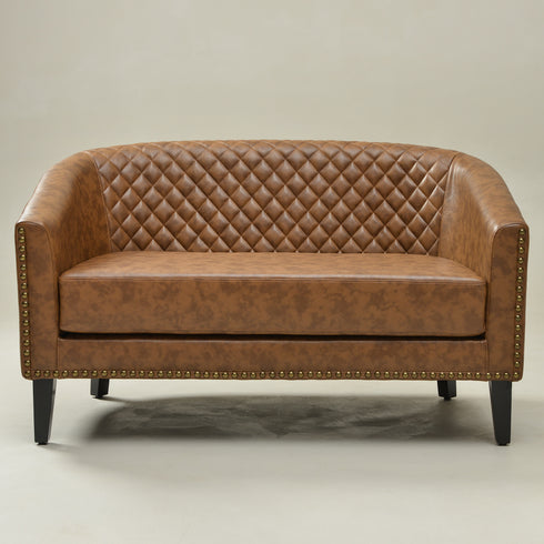 Logan Faux Leather Tufted Loveseat | Fabric Loveseat Couch | Kinwell Furniture | Modern Loveseats & Comfortable Loveseat Sofa Couches