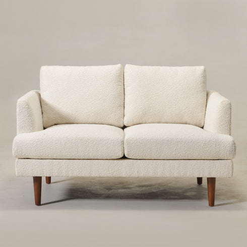 Cream Upholstered Loveseat – Albert Loveseat Sofa | 2-Seater Couch | Kinwell Furniture | Mid-Century Modern, Timeless Design